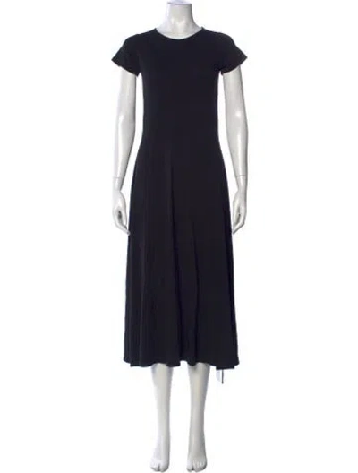 Pre-owned Another Tomorrow Crew Neck Midi Length Dress W/ Tags In Black