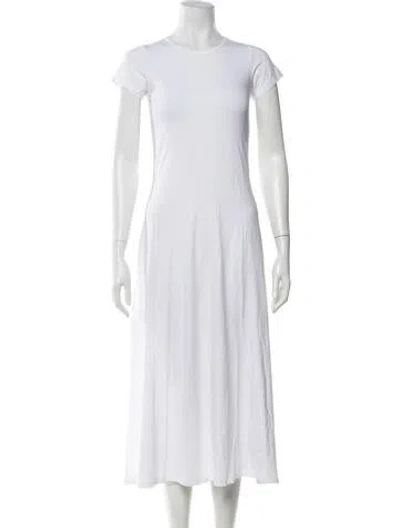 Pre-owned Another Tomorrow Crew Neck Midi Length Dress In White