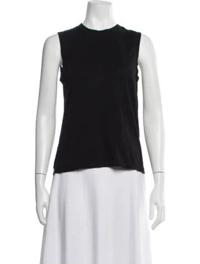 Pre-owned Another Tomorrow Crew Neck Sleeveless Top In Black