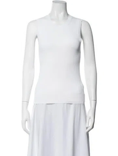 Pre-owned Another Tomorrow Crew Neck Sleeveless Top W/ Tags In White