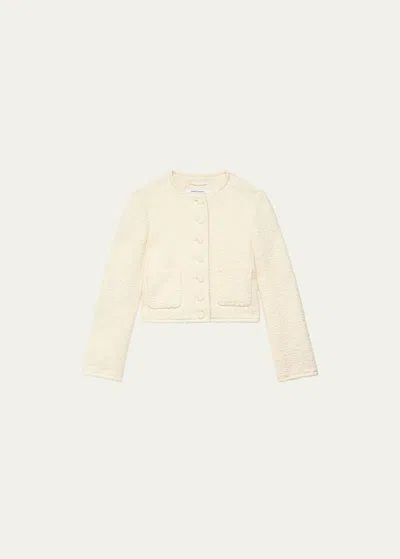 Another Tomorrow Cropped Organic Cotton Tweed Jacket In Cream