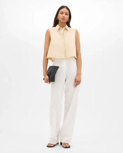 Another Tomorrow Cropped Sleeveless Shirt In Neutral