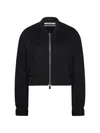 Another Tomorrow Cropped Wool Bomber Jacket In Black