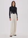 Another Tomorrow Crossover Neck Top In Black