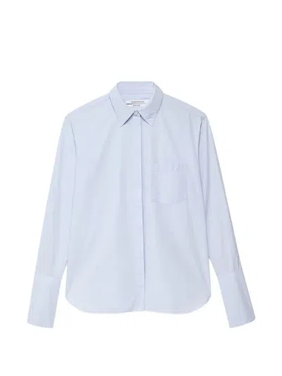 Another Tomorrow Cufflink-detail Poplin Shirt In Blue