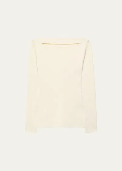 ANOTHER TOMORROW CUTOUT COMPACT KNIT LONG-SLEEVE TOP