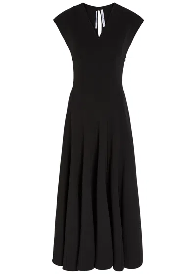 Another Tomorrow Cut-out Stretch-wool Midi Dress In Black