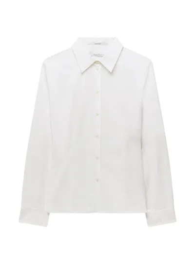 Another Tomorrow Dart-detail Fitted Blouse In White