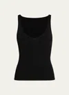 Another Tomorrow Deep V Tank Knit In Black