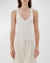 Another Tomorrow Ribbed-knit Tank Top In White