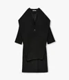 Another Tomorrow Deep V Scarf Coat In Black