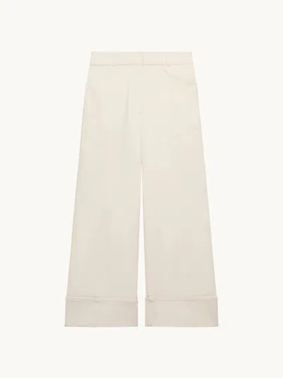 Another Tomorrow Denim Cuff Pant Ecru 40 In White