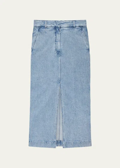 Another Tomorrow Denim Pencil Skirt In Light Blue Wash