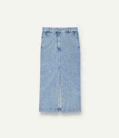 Another Tomorrow Organic-cotton Denim Midi Skirt In Blue