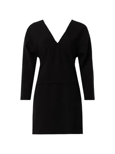 Another Tomorrow Dolman-sleeve Drop-waist Dress In Black