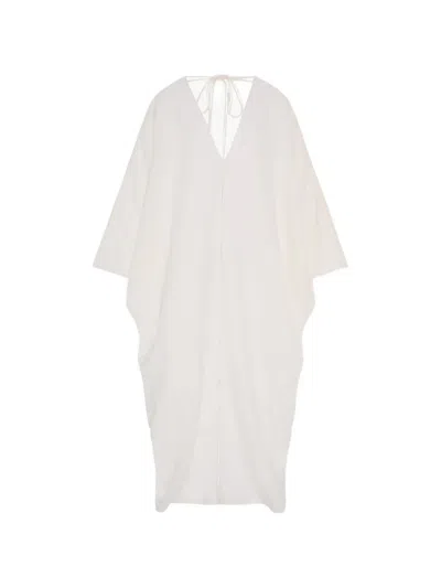 Another Tomorrow Dolman-sleeve V-neck Maxi Dress In White