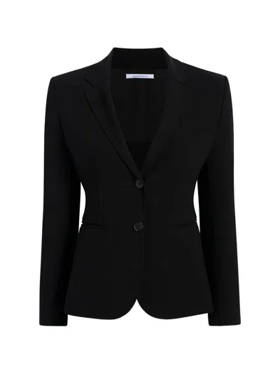 Another Tomorrow Doppio Cropped Blazer In Black