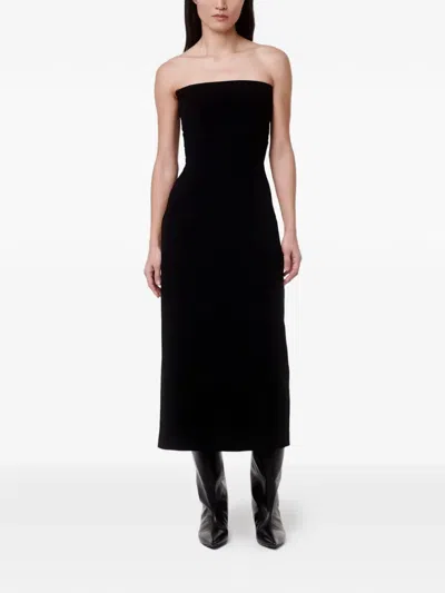 Another Tomorrow Doppio Strapless Midi Dress In Black