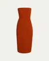 Another Tomorrow Doppio Structured Wool Midi Dress In Brown