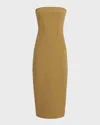 Another Tomorrow Doppio Structured Wool Midi Dress In Multi