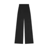 Another Tomorrow Pleated Wide Leg Wool Trousers In Black