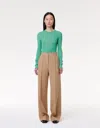 Another Tomorrow High-waisted Wide-leg Pants In Hazelnut