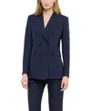 Another Tomorrow Wool Double-breasted Blazer Jacket In Blue