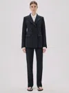 Another Tomorrow Double Breasted Structured Jacket In Black