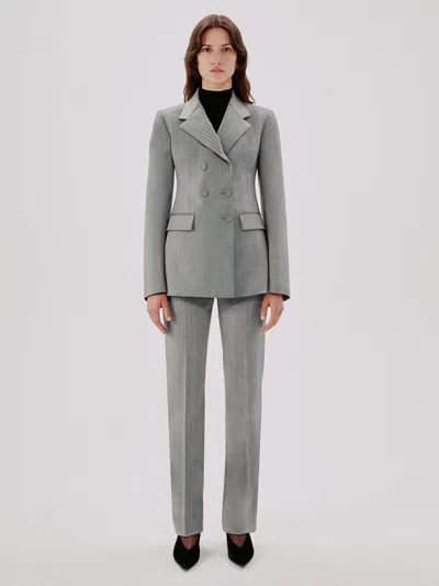 Another Tomorrow Double Breasted Structured Jacket In Black White