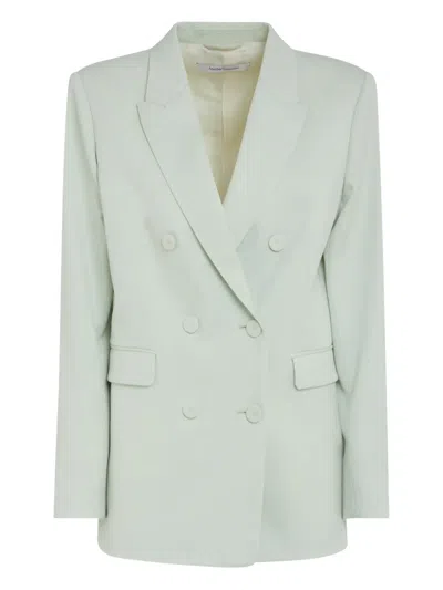 Another Tomorrow Double-breasted Wool-blend Blazer In Green
