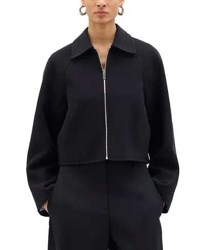 Another Tomorrow Virgin Wool Cropped Jacket In White