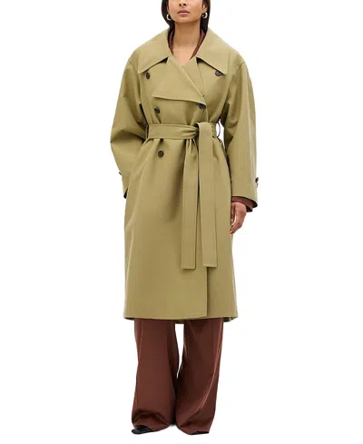 Another Tomorrow Double Face Trench In Green