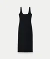 Another Tomorrow Doppio Boatneck Dress In Black