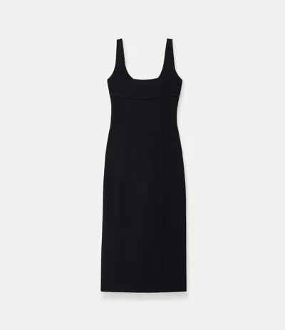 Another Tomorrow Doppio Boatneck Dress In Black