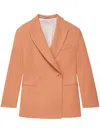 Another Tomorrow Double-breasted Peak-lapel Blazer In Orange