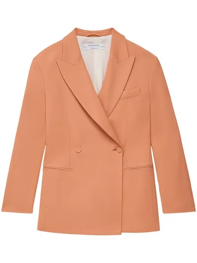 Another Tomorrow Double-breasted Peak-lapel Blazer In Orange