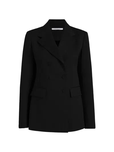 Another Tomorrow Double-breasted Structured Blazer In Black