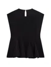 Another Tomorrow Double Face Godet Top In Black