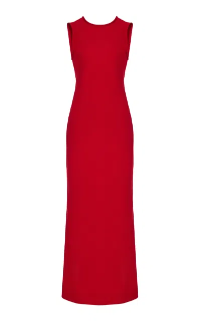 Another Tomorrow Draped Bias-cut Midi Dress In Red