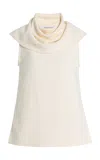 Another Tomorrow Draped Crepe Top In White
