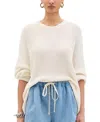 Another Tomorrow Draped Crew Knit In White