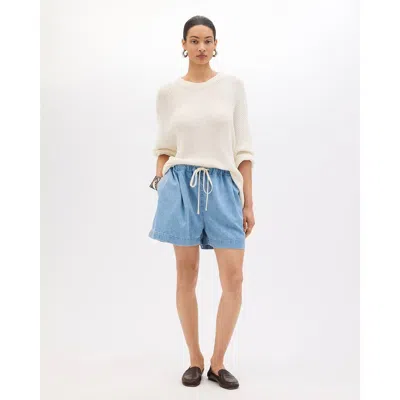 Another Tomorrow Draped Crew Knit In White