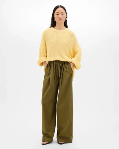 Another Tomorrow Draped Crew Knit In Orange