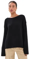 Another Tomorrow Draped Knit Sweater Black In Black