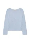 Another Tomorrow Draped Knit Sweater In Blue