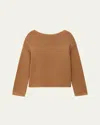 Another Tomorrow Draped Knit Sweater In Toffee