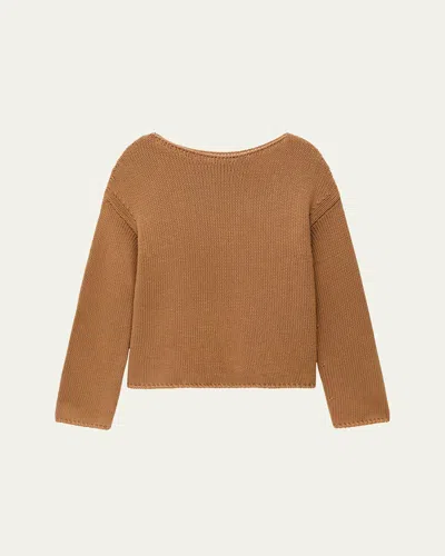 Another Tomorrow Draped Knit Sweater In Toffee