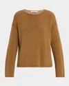Another Tomorrow Draped Knit Sweater In Toffee