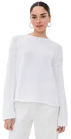 Another Tomorrow Draped Organic Cotton Sweater In White