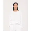 Another Tomorrow Draped Knit Sweater In White